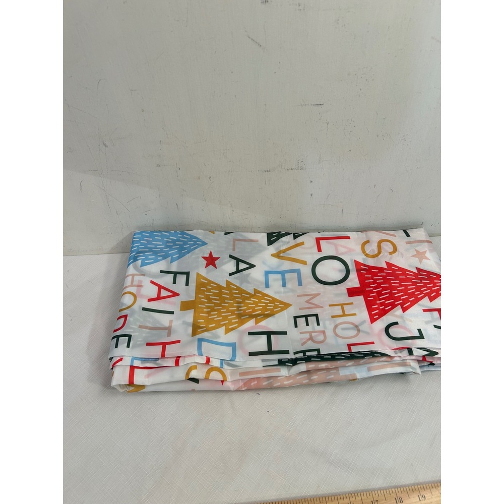 Unbranded Christmas Shower Curtain OS Multicolor Tree Typography Holiday Decor